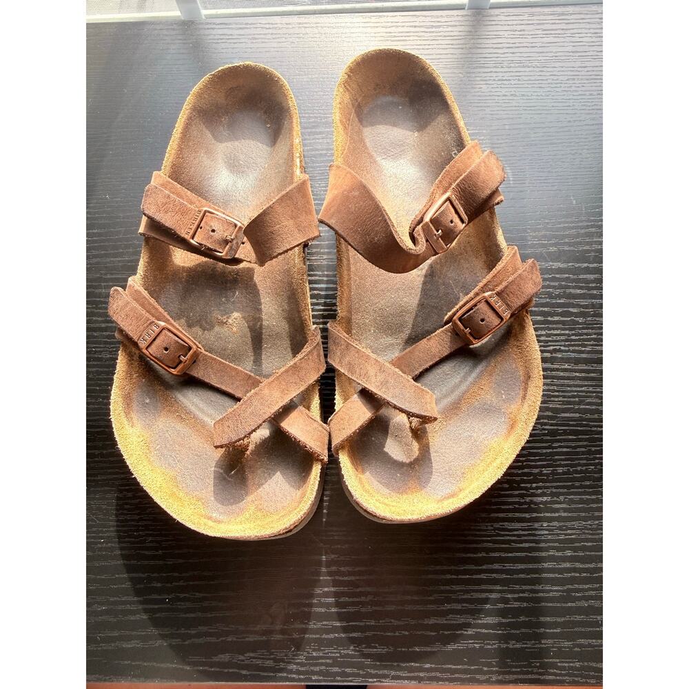 Birkenstock Mayari Brown Oiled Leather Toe Loop Sandals Women’s EU 38 US 7/7.5